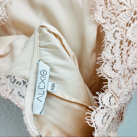 ALEXIS midi dress laced floral pink sheath bodycon nude formal wedding prom boho - Picture 14 of 14